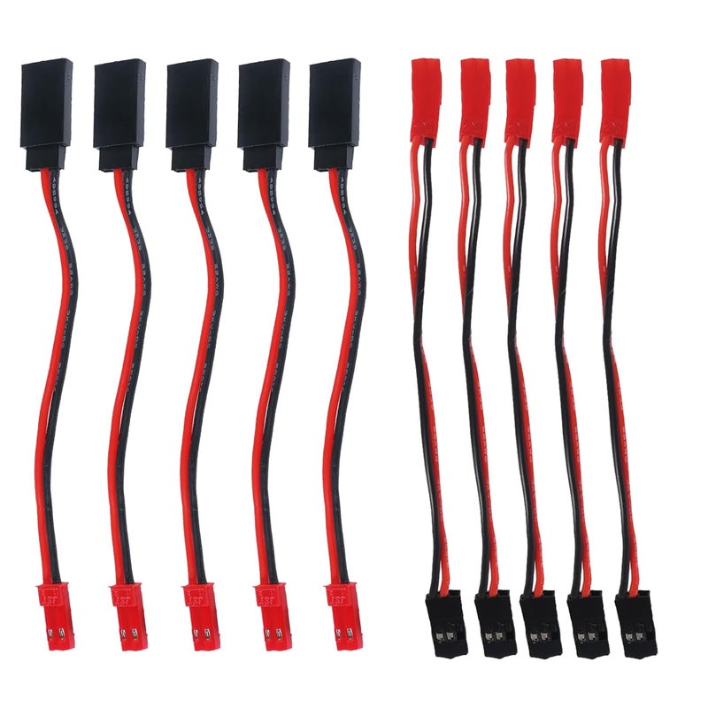 AEDIKO 5 Pairs JST Plug to JR Connector Male Female Cable 10cm Servo Adapter Wire for RC Plane Helicopter Car (JST to JR-10pcs) - Image 1